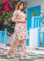 Cotton Light Pink Casual Wear Printed Cord Set